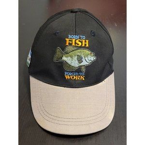Shakespeare Hat Born to Fish Forced to Work Black Gray Adjustable FISHING Cap